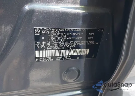 2016 Toyota Rav4 Xle из США, поврежденный, VIN 2T3WFREV0GW268439